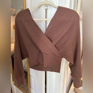 Mable Deep V Brown Cropped Sweater